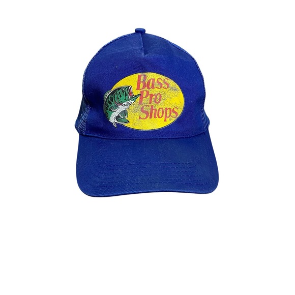 Vintage Bass Pro Shops Hat‎ Blue Trucker Cap Fishing Outdoors Adjustable - Picture 1 of 5